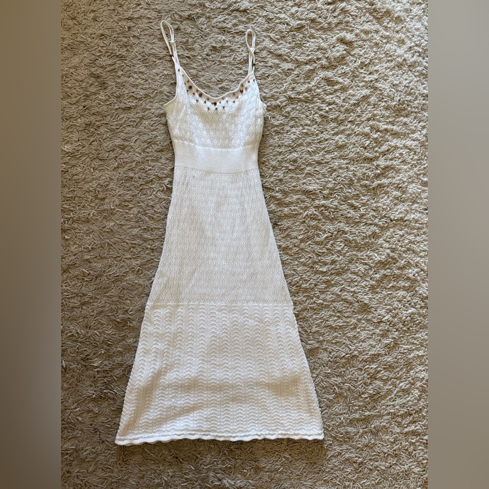 Guess White Maxi Dress with Lace Detail
